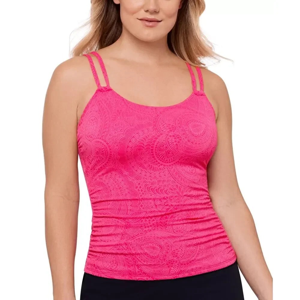 Swim Solutions Womens Size 12 Paisley Jacquard Tunnel Tankini Swim Top $58 610